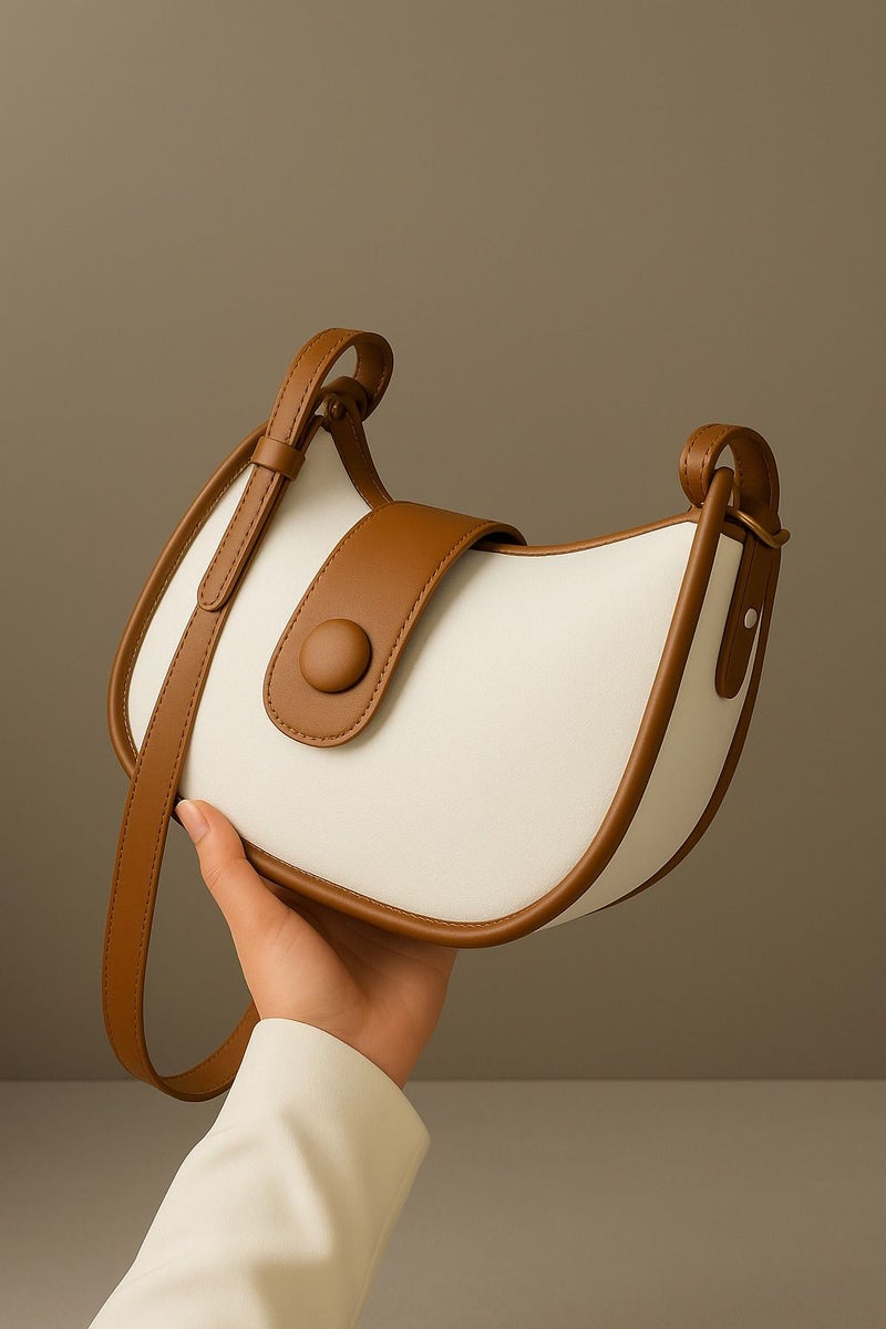 Osman Sling Bag in White and Tan for Women - Image 1
